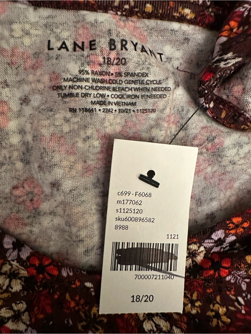 🩷🔥💜 NWT Lane Bryant Womens 18-20 Plum Tint Flowers V-neck Long Sleeve Tunic Top - Picture 4 of 4